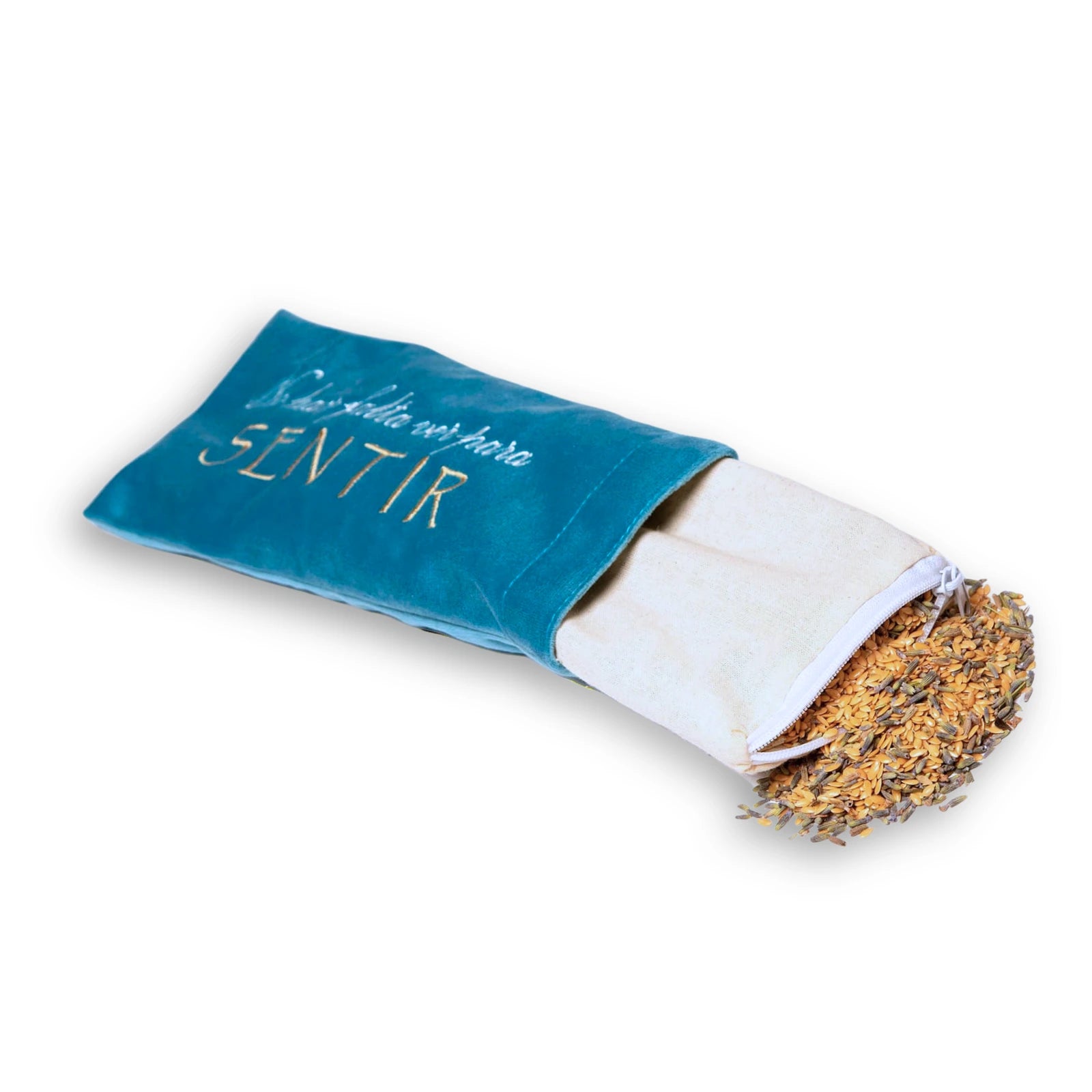 Almohadilla para ojos para meditar con aroma de lavanda. River blue de terciopelo lavable.