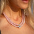 Collar Japa Mala elástico de Ágata Rosa con detalles en plata de ley