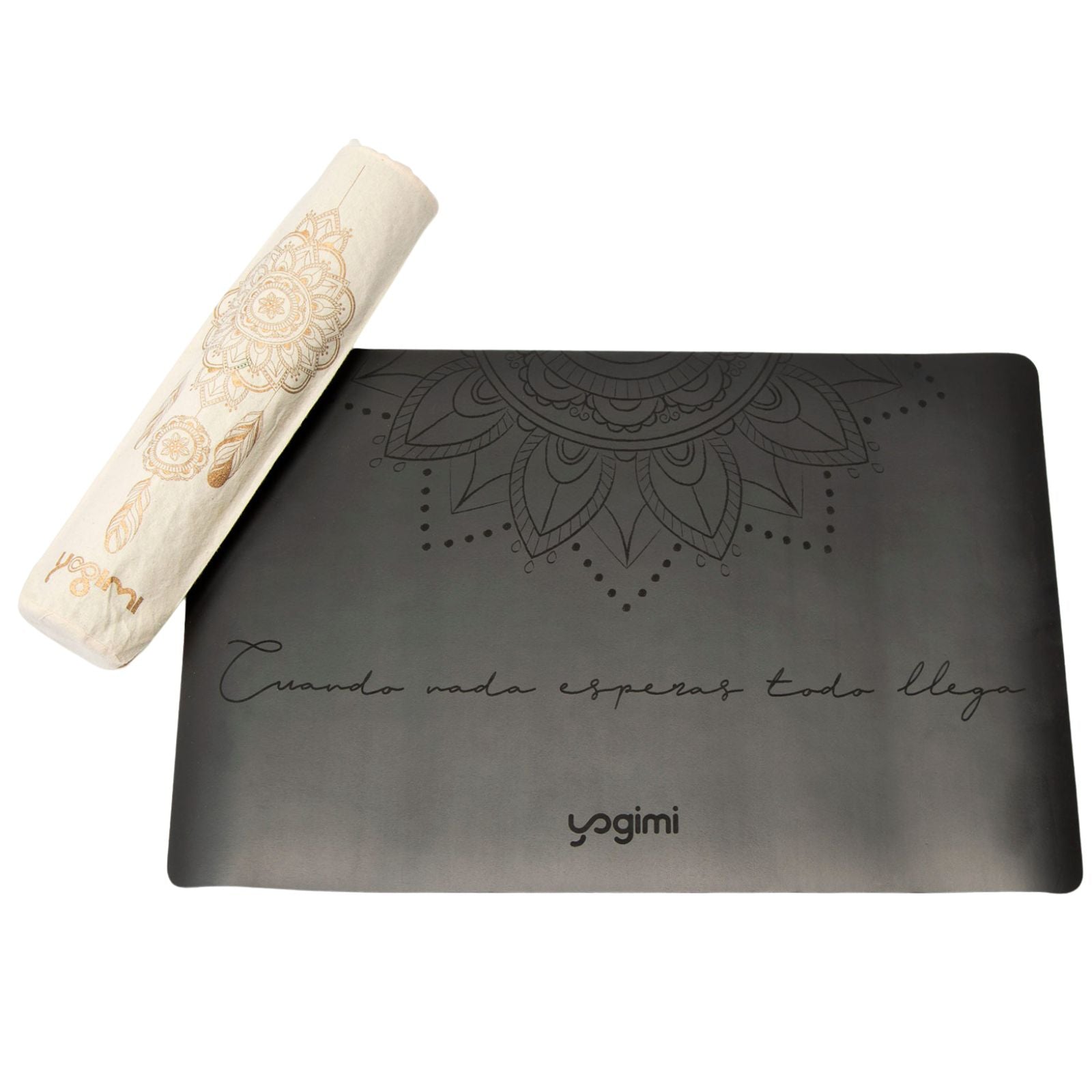 Pad, mini esterilla antideslizante en color negro con mandala de Yogimi.