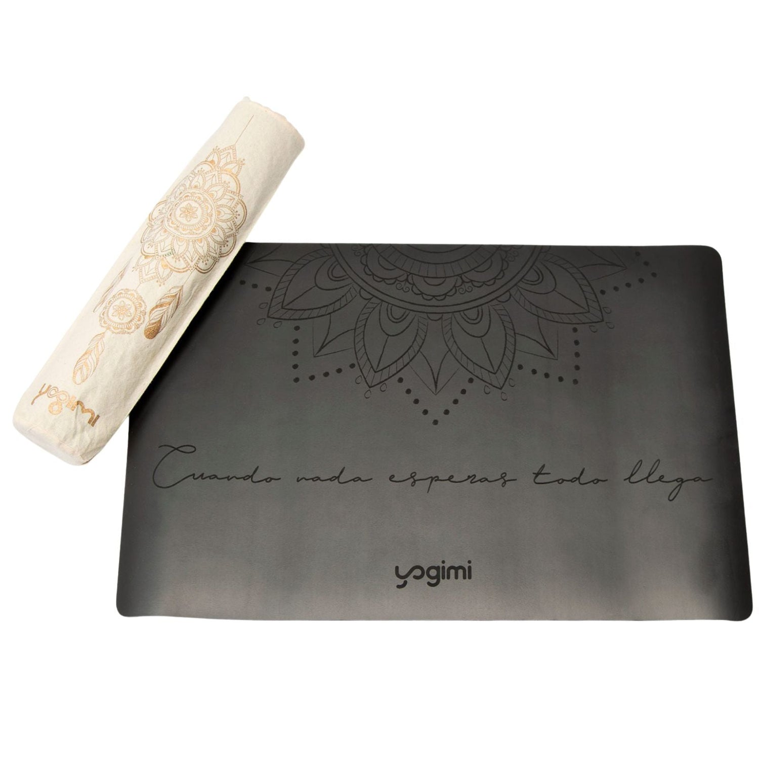 Pad, mini esterilla antideslizante en color negro con mandala de Yogimi.