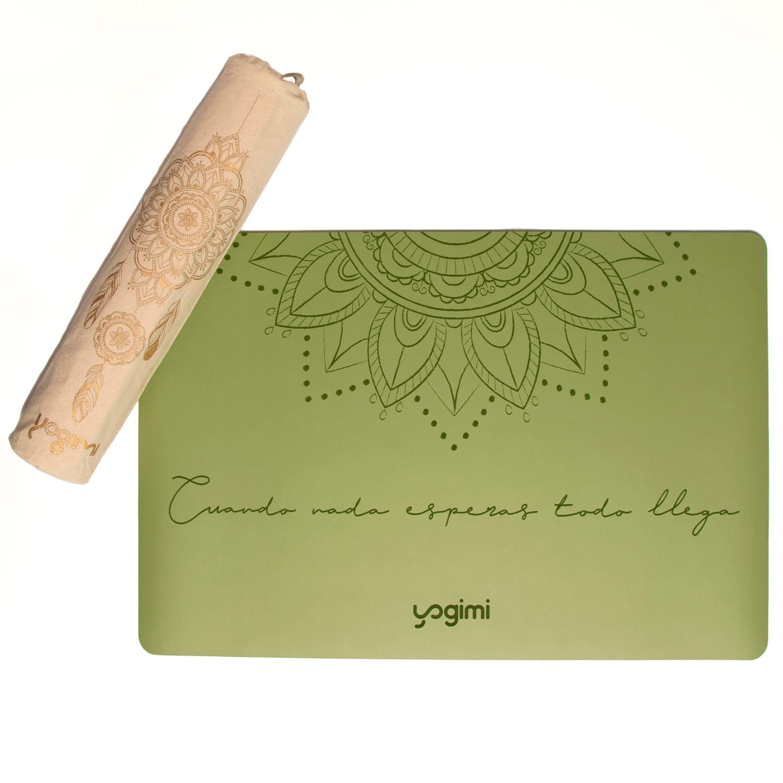Pad, mini esterilla antideslizante en color verde con mandala de Yogimi.