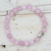Pulsera de Kunzita con detalle de Buda de plata de Yogimi.