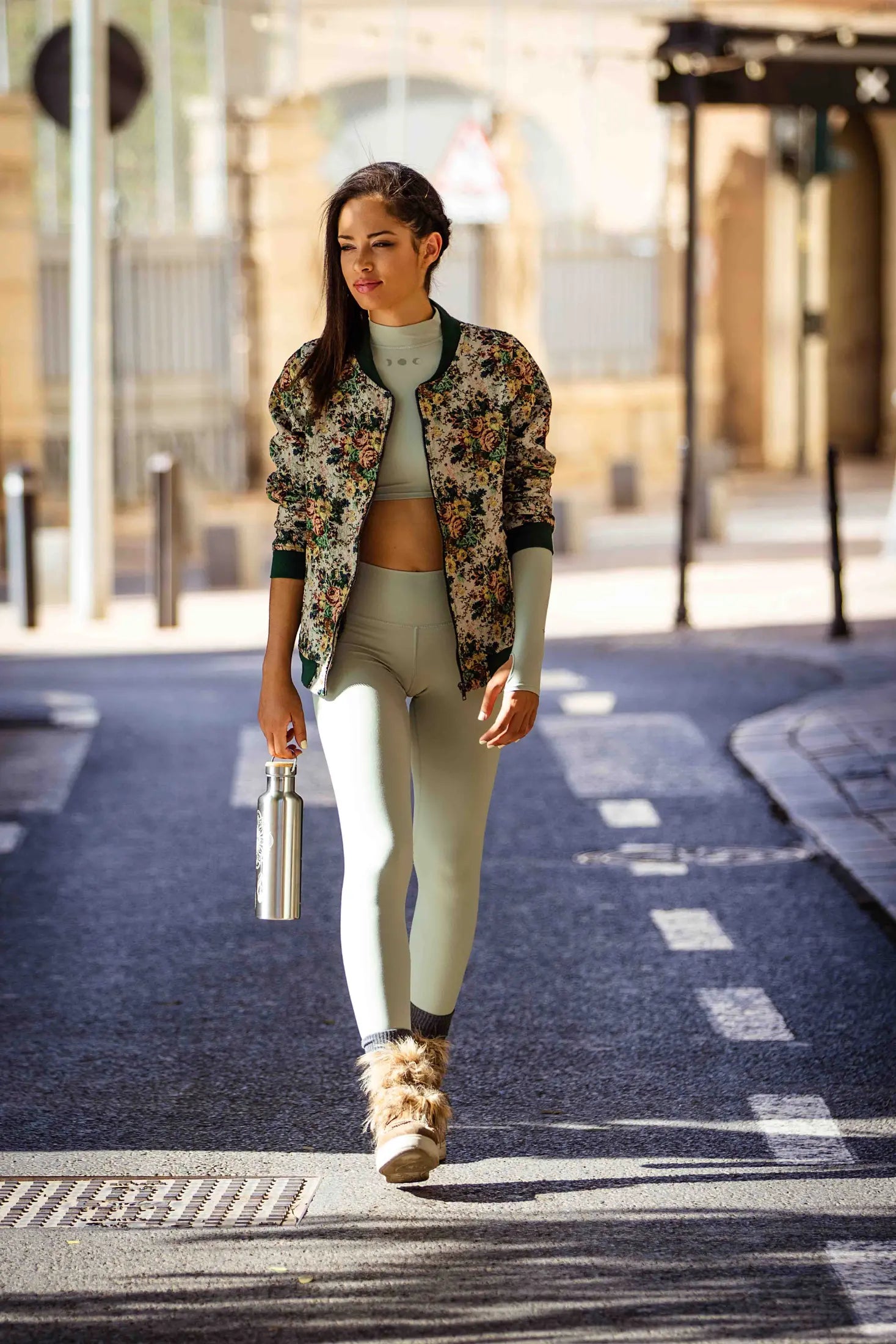 Asymmetrical Crop Top MUKTI Laurel Green