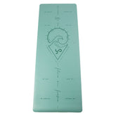 Esterilla de alineación de yoga supergrip decorada con mandalas en color azul.