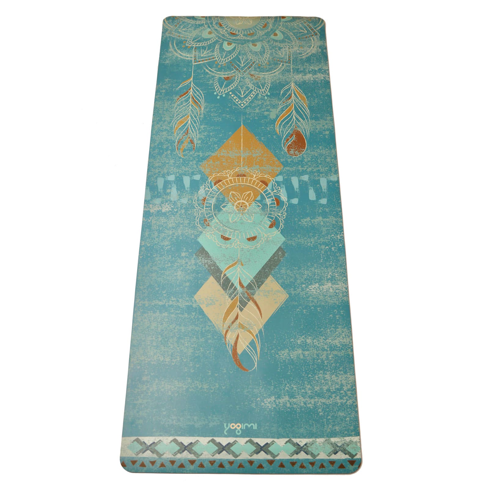 Esterilla de yoga supergrip decorada con mandalas en color azul.