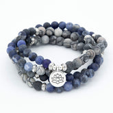 Japa Mala elástico de Jaspe Gris y Soladita de Yogimi.