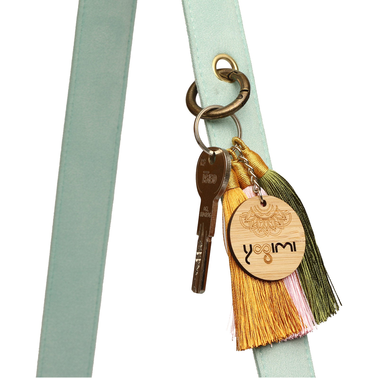 Llavero para yoga de Yogimi personalizado con borlas de seda.