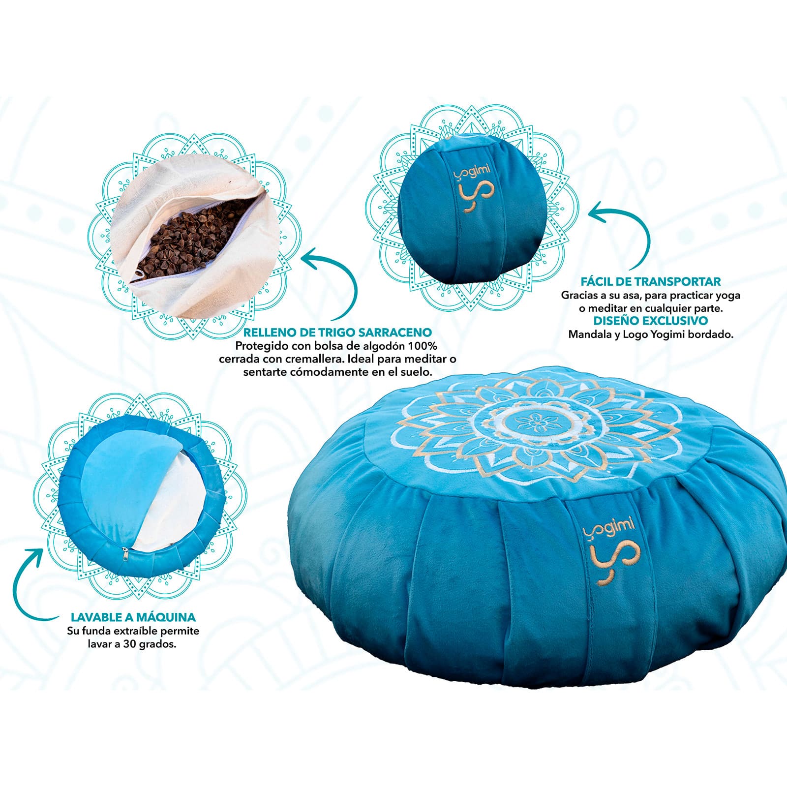 Comprar cojín de meditación color azul de Yogimi.