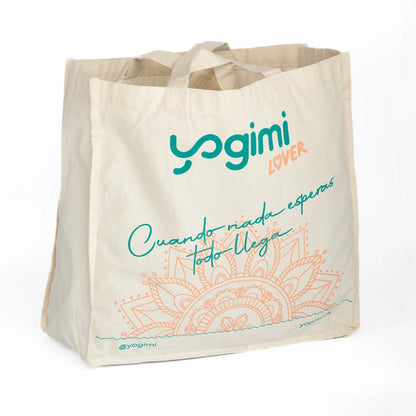 Bolsa de algodón para llevar cojín de meditación ocre de Yogimi. 
