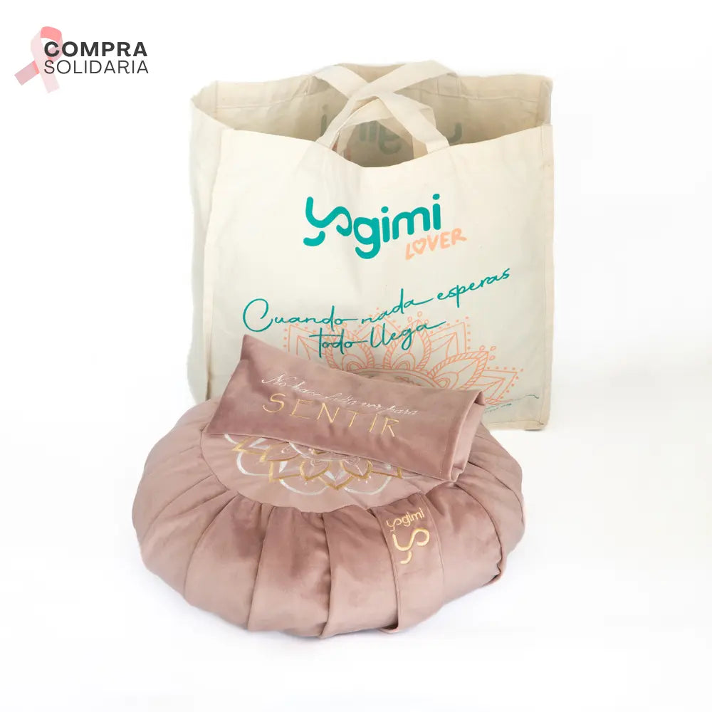 Comprar set de meditación con zafú y almohadilla. Terciopelo bordado, modelo Pale Malva de Yogimi.