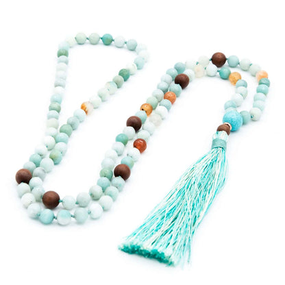 Japa Mala de Cornalina, Turquesa, Amazonita y Sándalo de Yogimi.